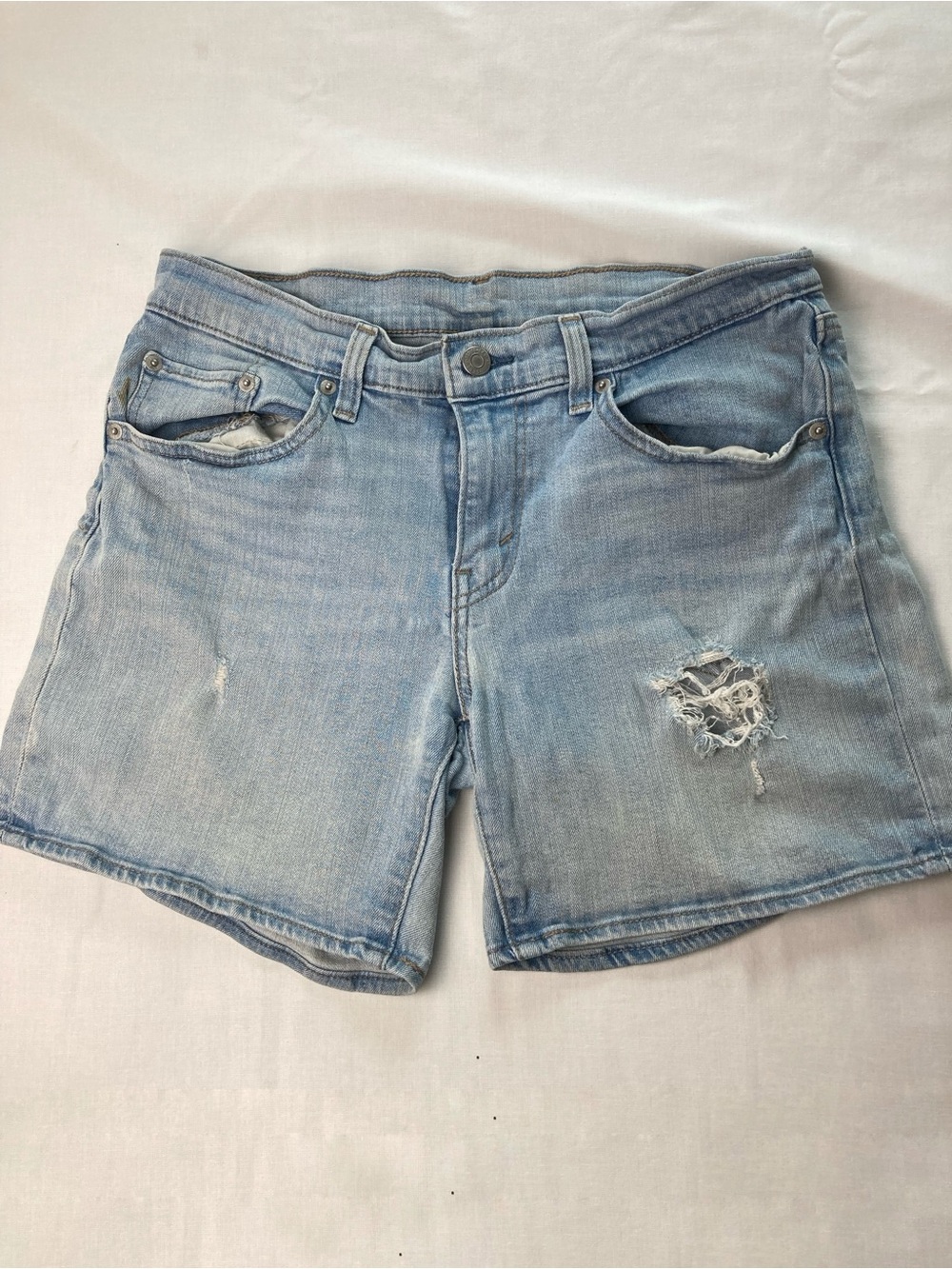 Levi's Light Wash Distressed Stretch Denim Women's Shorts 30